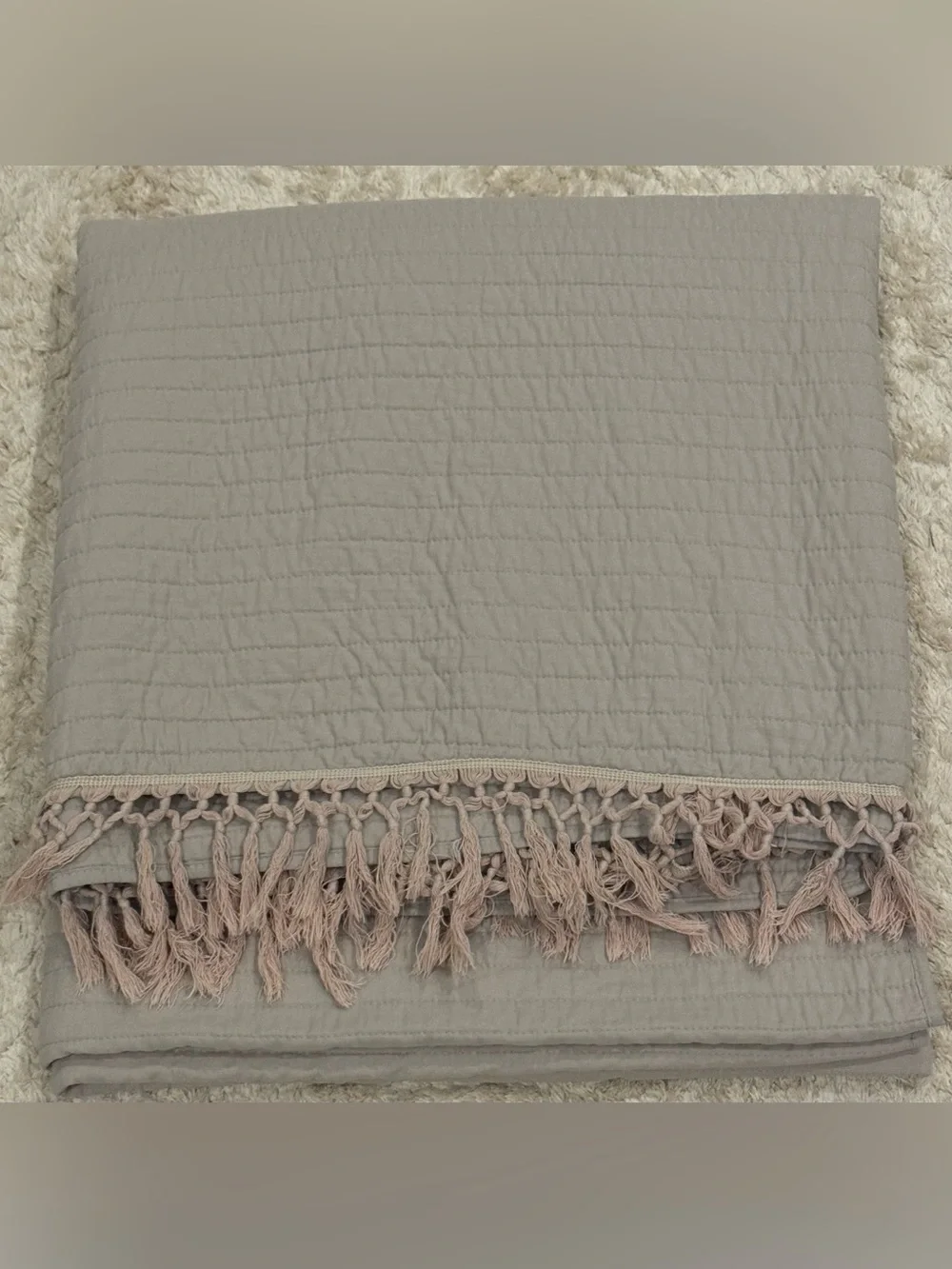 Lumina Lou Blanket/Throw featuring Macrame-Style Tassel Trim